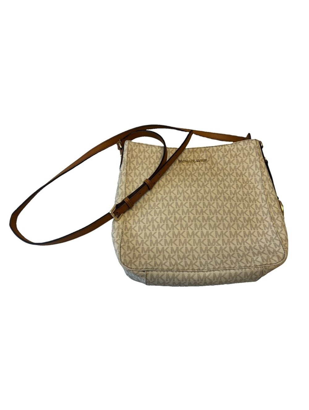 Michael Kors Jet Set Travel Messenger Bag In Vanilla&Beige Crossbody Logo Bag